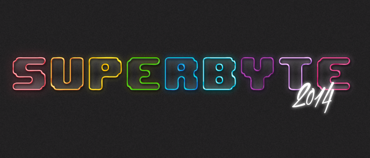 Superbyte 2014 neon sign logo